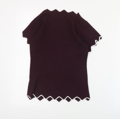 Apricot Womens Red Round Neck  Cotton Pullover Jumper Size S