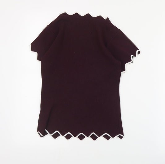 Apricot Womens Red Round Neck  Cotton Pullover Jumper Size S