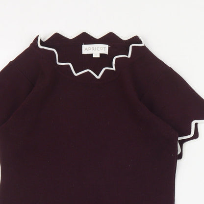 Apricot Womens Red Round Neck  Cotton Pullover Jumper Size S