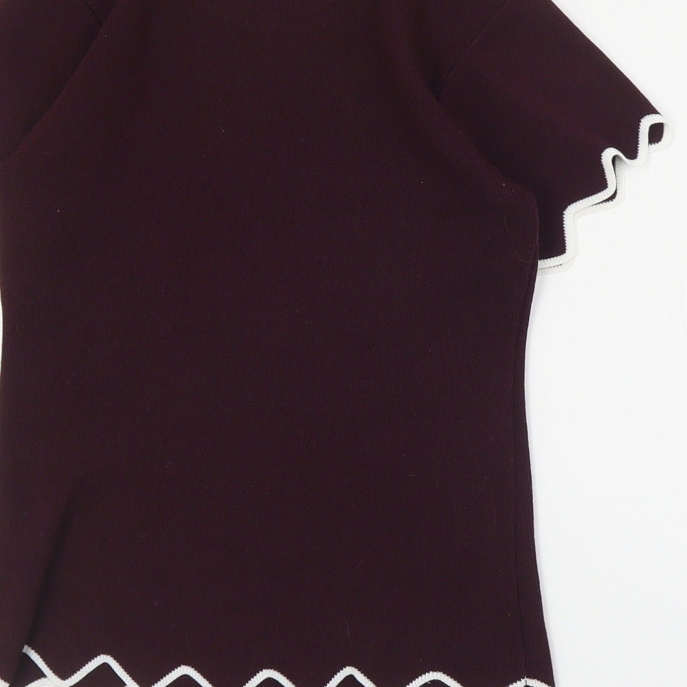 Apricot Womens Red Round Neck  Cotton Pullover Jumper Size S