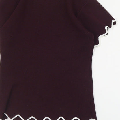 Apricot Womens Red Round Neck  Cotton Pullover Jumper Size S