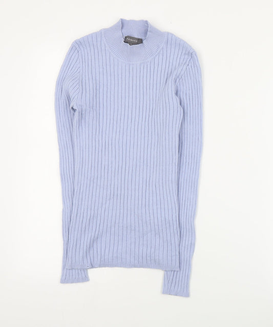 Primark Womens Blue Mock Neck  Viscose Pullover Jumper Size S