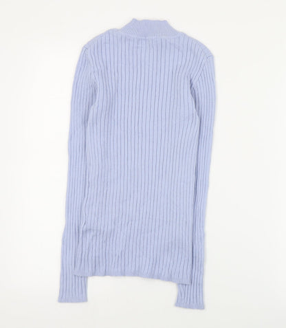 Primark Womens Blue Mock Neck  Viscose Pullover Jumper Size S