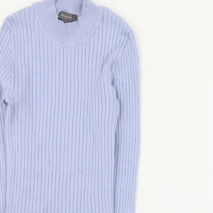 Primark Womens Blue Mock Neck  Viscose Pullover Jumper Size S