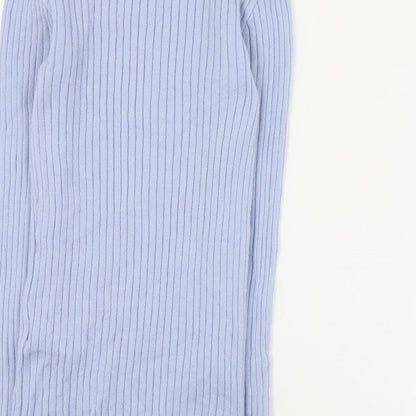 Primark Womens Blue Mock Neck  Viscose Pullover Jumper Size S