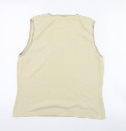 George Womens Beige V-Neck  Acrylic Vest Jumper Size 16