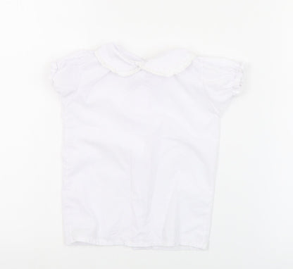 Little Nosh Girls White  Cotton Basic Blouse Size 2 Years Collared Button