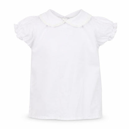 Little Nosh Girls White  Cotton Basic Blouse Size 2 Years Collared Button