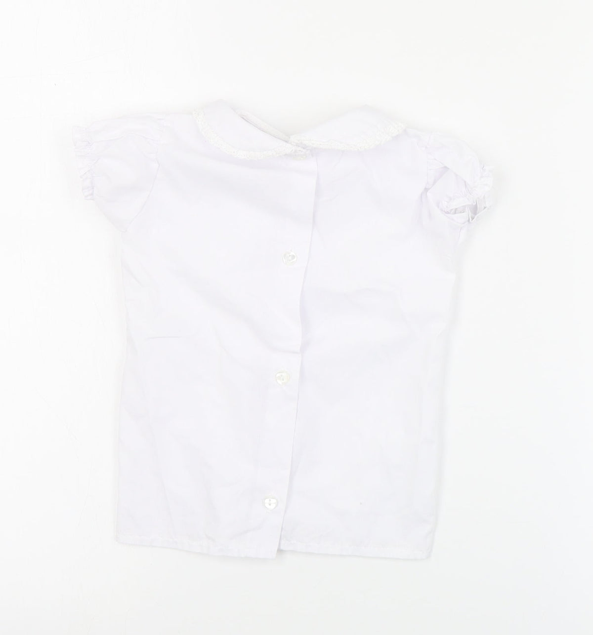 Little Nosh Girls White  Cotton Basic Blouse Size 2 Years Collared Button