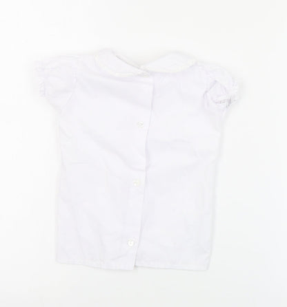Little Nosh Girls White  Cotton Basic Blouse Size 2 Years Collared Button