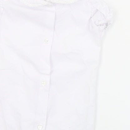 Little Nosh Girls White  Cotton Basic Blouse Size 2 Years Collared Button