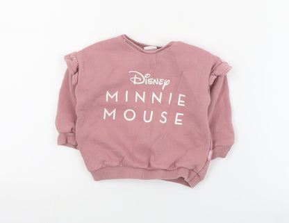 F&F Baby Pink  Cotton Pullover Jumper Size 6-9 Months  Snap - Disney