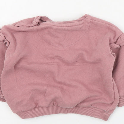 F&F Baby Pink  Cotton Pullover Jumper Size 6-9 Months  Snap - Disney
