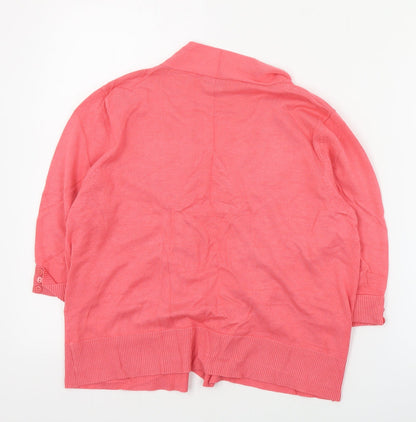 Hepburn Womens Pink V-Neck  Viscose Cardigan Jumper Size M