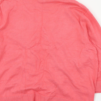 Hepburn Womens Pink V-Neck  Viscose Cardigan Jumper Size M