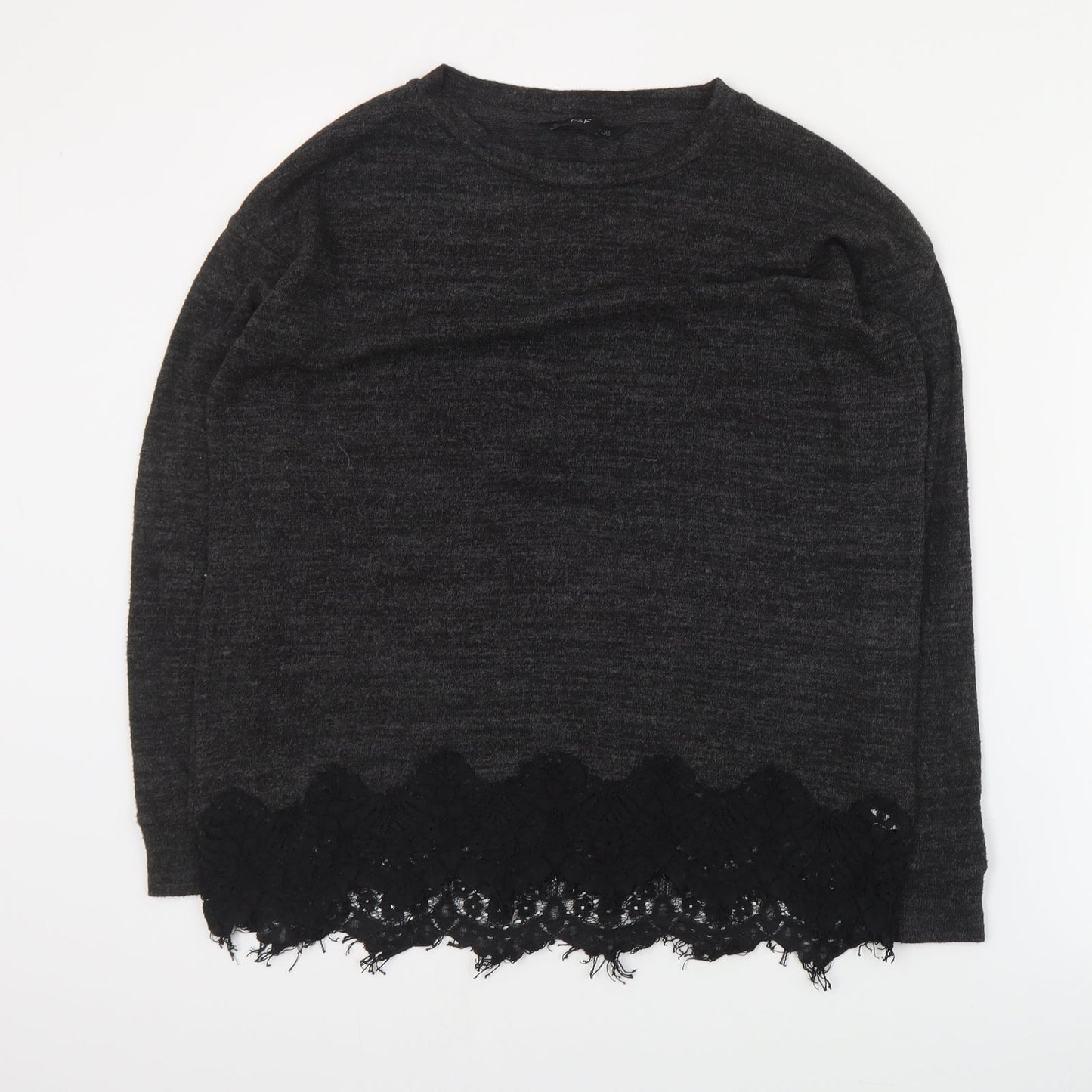 F&F Womens Grey Round Neck  Polyester Pullover Jumper Size 6