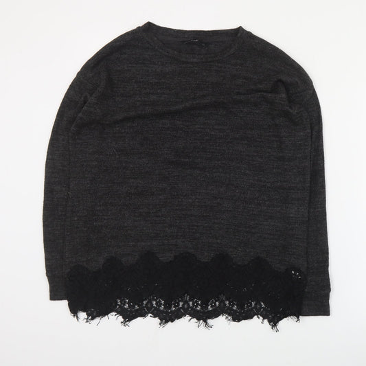 F&F Womens Grey Round Neck  Polyester Pullover Jumper Size 6