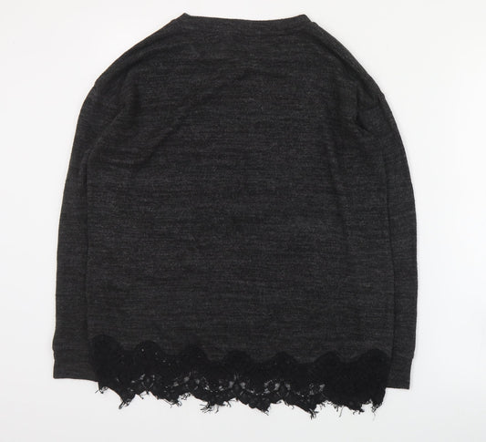 F&F Womens Grey Round Neck  Polyester Pullover Jumper Size 6