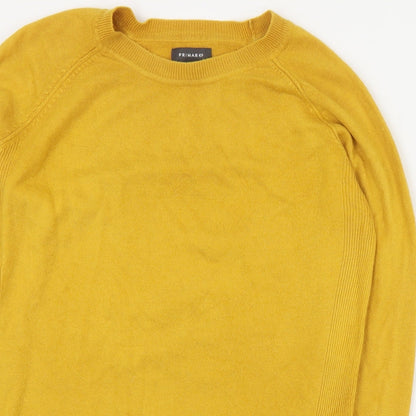 Primark Womens Yellow Round Neck  Acrylic Pullover Jumper Size 2XS