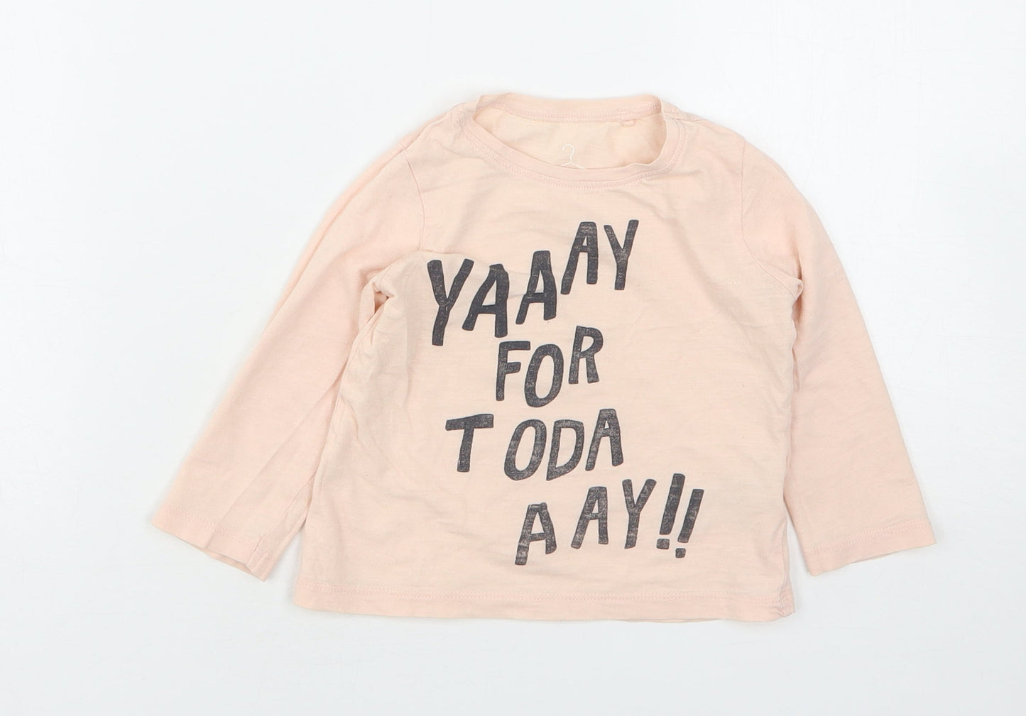 NEXT Girls Pink  Cotton Basic T-Shirt Size 12-18 Months Round Neck