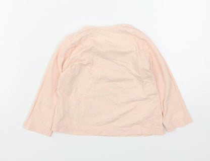 NEXT Girls Pink  Cotton Basic T-Shirt Size 12-18 Months Round Neck