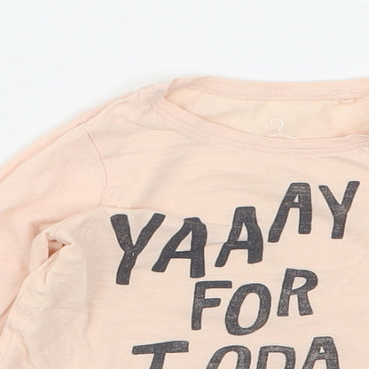 NEXT Girls Pink  Cotton Basic T-Shirt Size 12-18 Months Round Neck