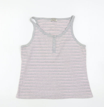 Cherokee Womens Multicoloured Striped Cotton Basic Tank Size 18 Round Neck