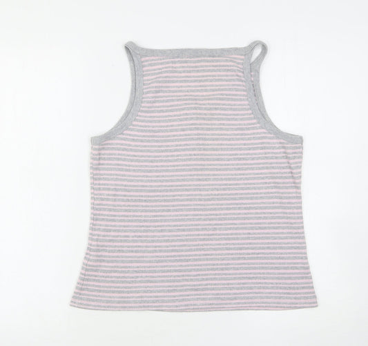 Cherokee Womens Multicoloured Striped Cotton Basic Tank Size 18 Round Neck