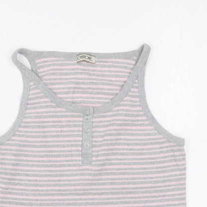 Cherokee Womens Multicoloured Striped Cotton Basic Tank Size 18 Round Neck