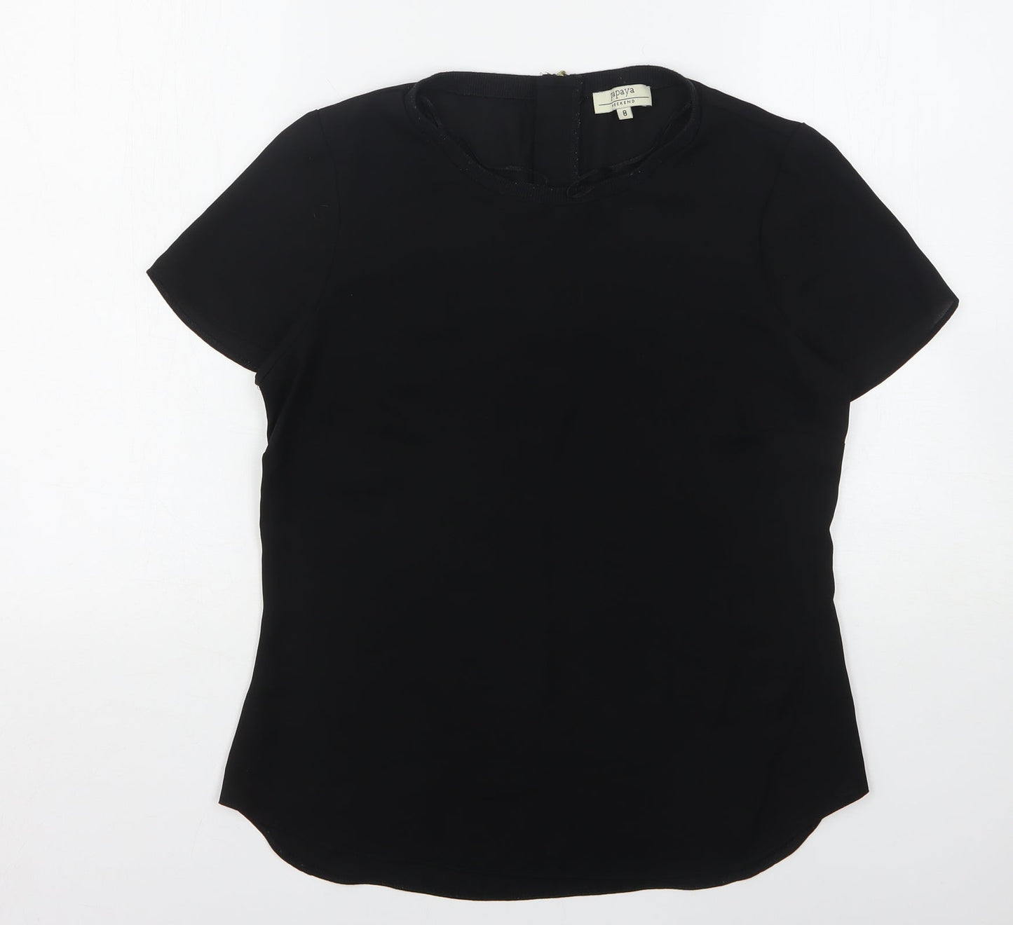 Papaya Womens Black  Polyester Basic Blouse Size 8 Round Neck