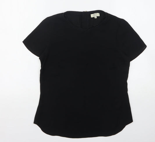 Papaya Womens Black  Polyester Basic Blouse Size 8 Round Neck