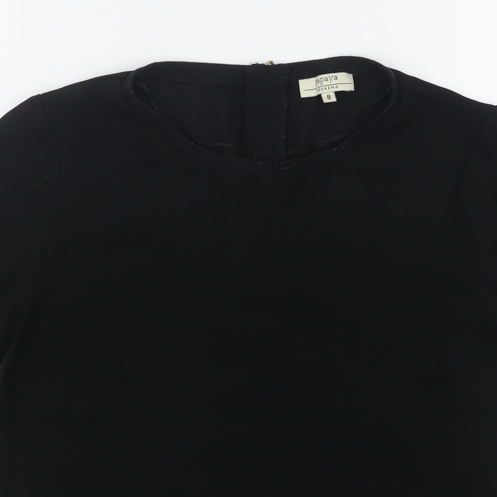 Papaya Womens Black  Polyester Basic Blouse Size 8 Round Neck