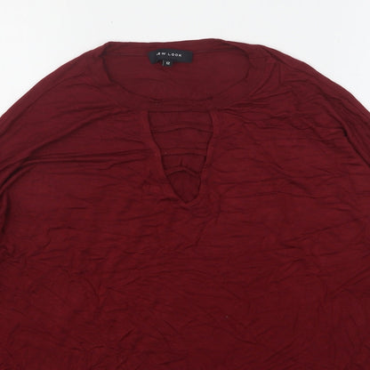 Womens UK Size 12 New Look Red Basic T-Shirt
