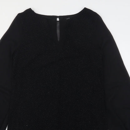 Wallis Womens Black  Nylon A-Line  Size 12  Round Neck