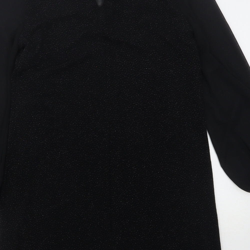 Wallis Womens Black  Nylon A-Line  Size 12  Round Neck