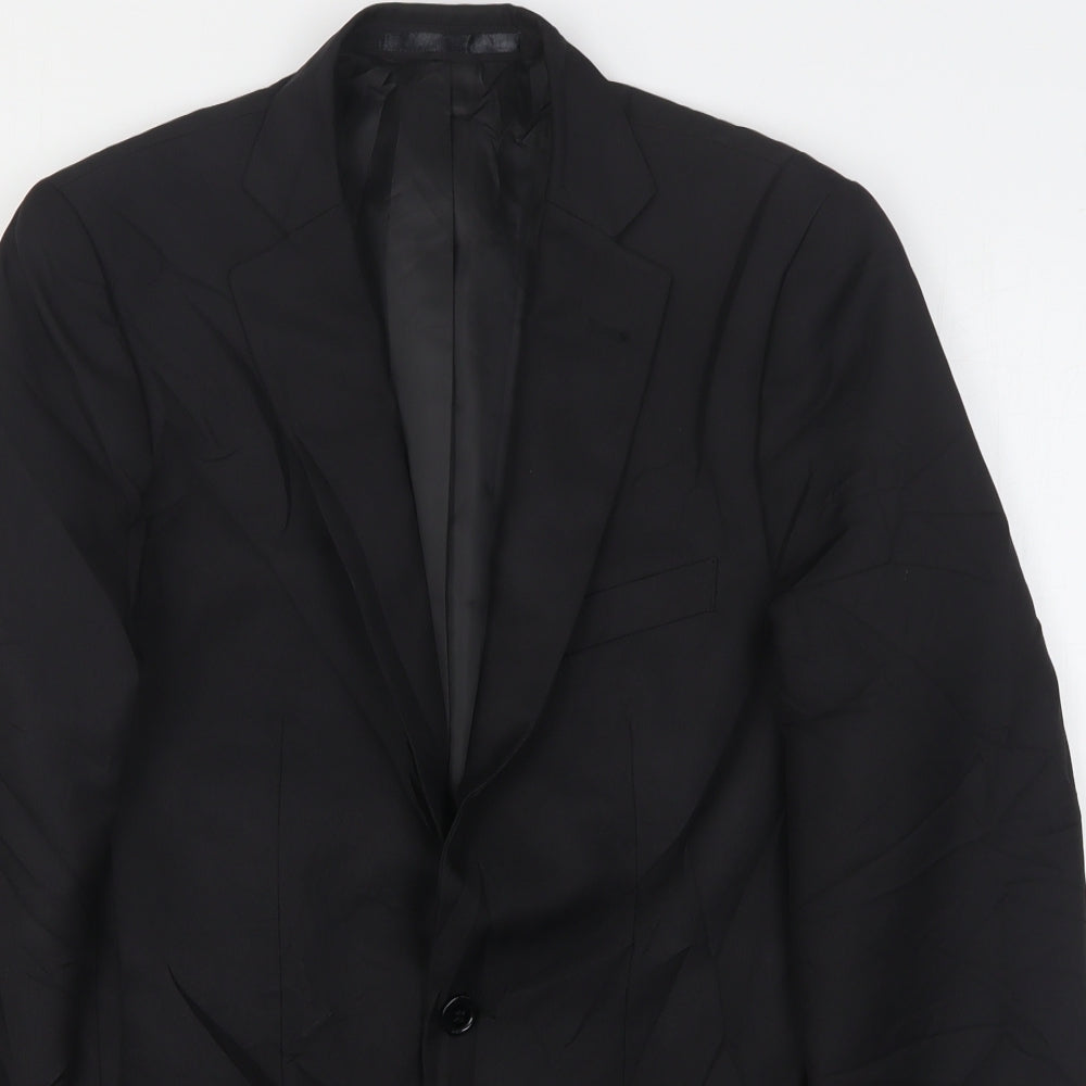 Cedar Wood State Mens Black  Polyester Jacket Suit Jacket Size 36