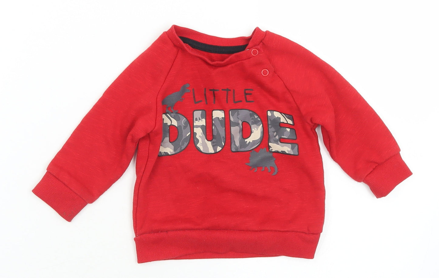 Primark Boys Red Camouflage Cotton Pullover Jumper Size 6-9 Months  Snap - Little Dude