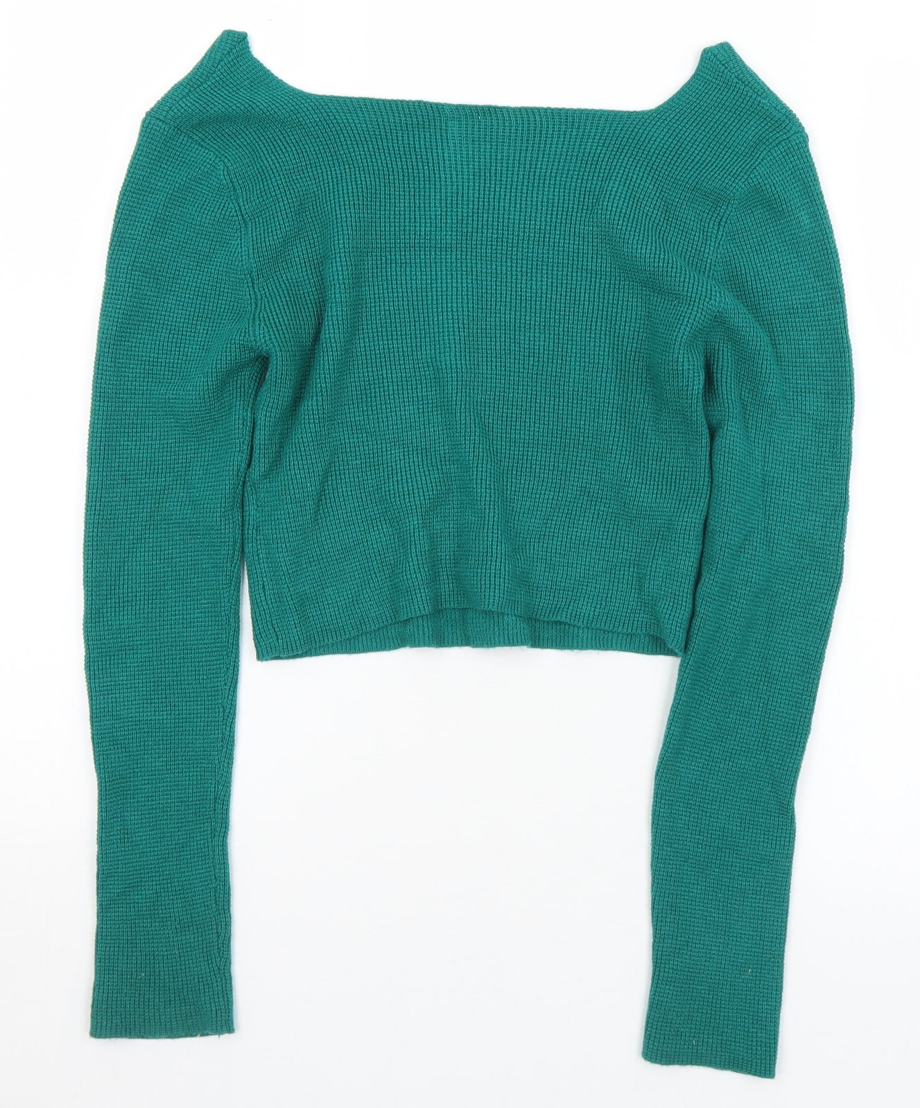 SheIn Womens Green Square Neck  Viscose Pullover Jumper Size M