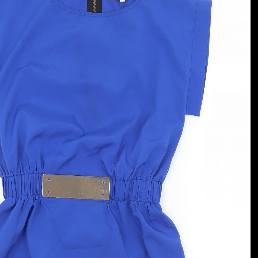 Madam Rage Womens Blue  Polyester Mini  Size 12  Round Neck Zip