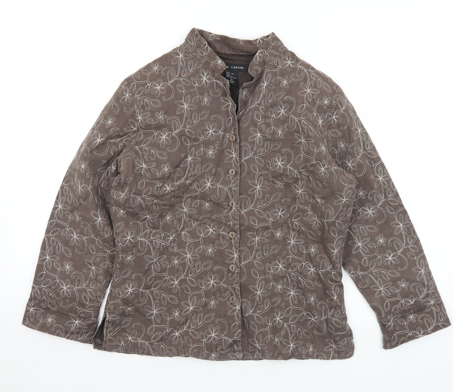 Anne Carson Womens Brown Floral  Jacket  Size S  Button