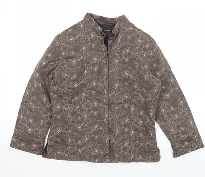 Anne Carson Womens Brown Floral  Jacket  Size S  Button