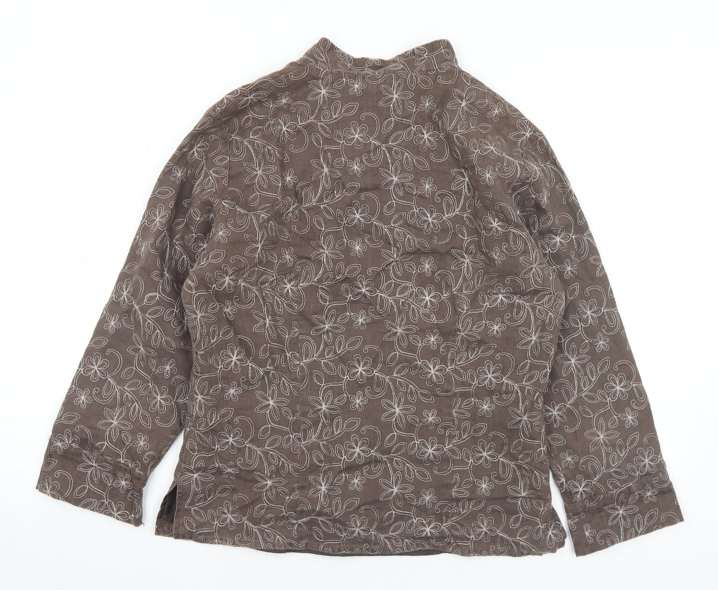Anne Carson Womens Brown Floral  Jacket  Size S  Button