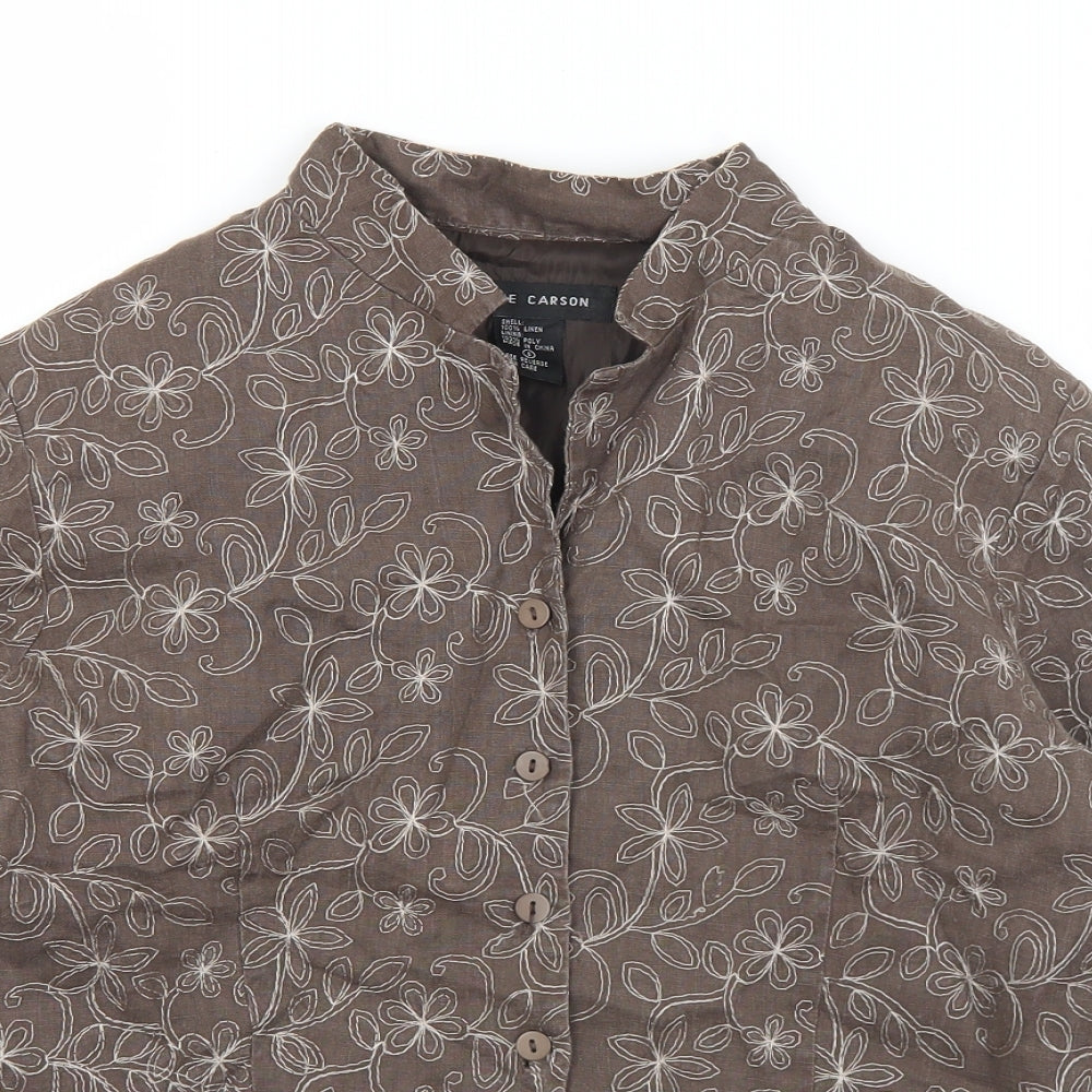 Anne Carson Womens Brown Floral  Jacket  Size S  Button