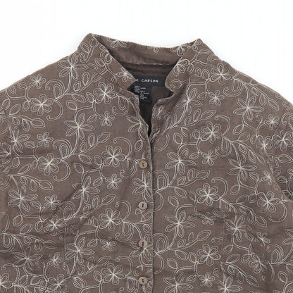Anne Carson Womens Brown Floral  Jacket  Size S  Button