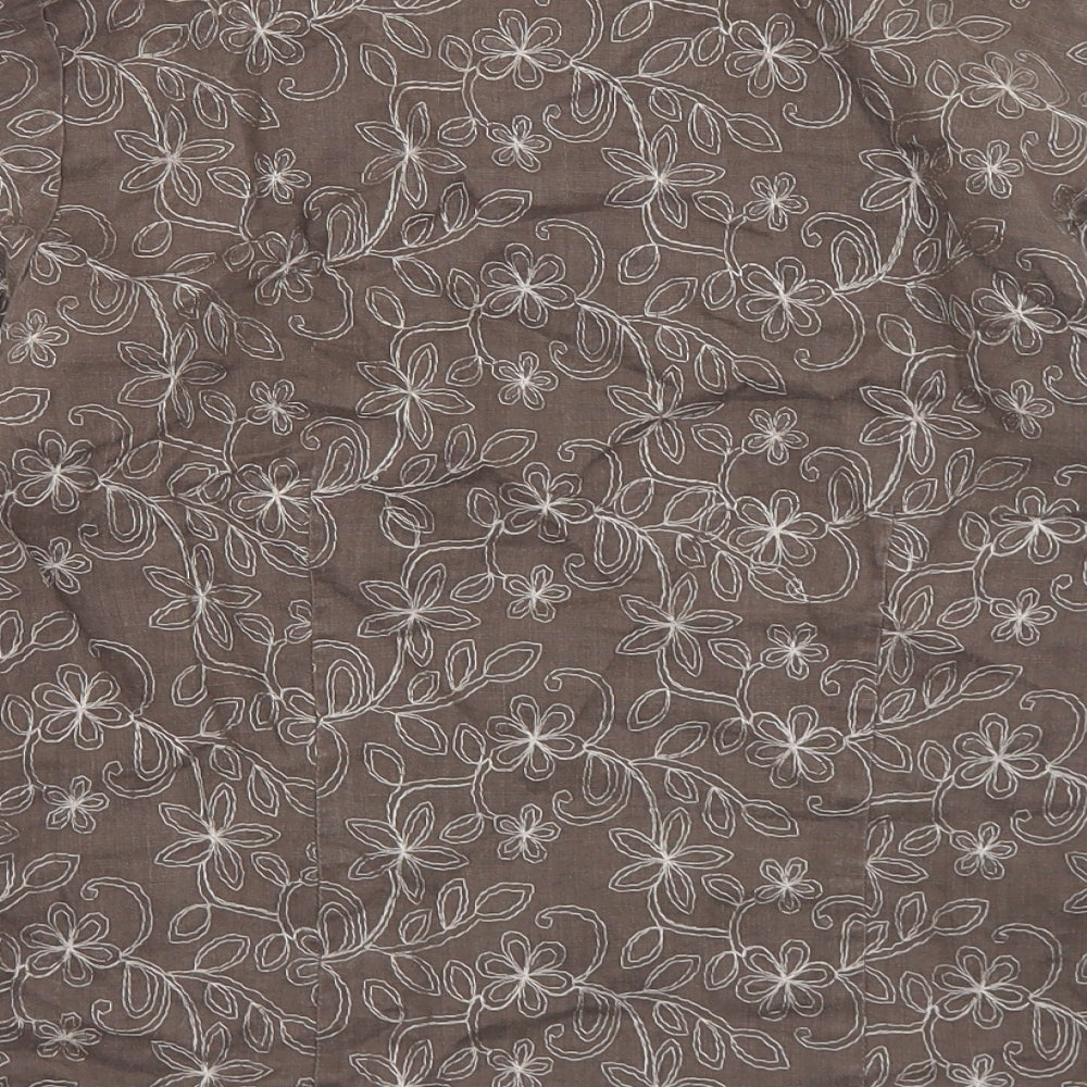 Anne Carson Womens Brown Floral  Jacket  Size S  Button