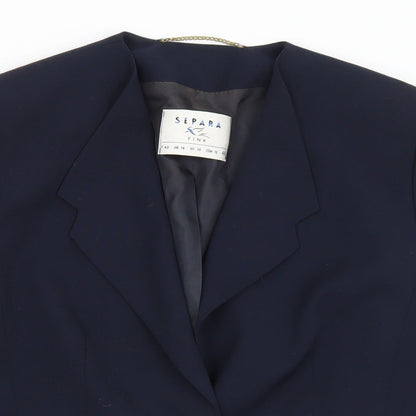 Separa Womens Black  Polyester Jacket Blazer Size 14