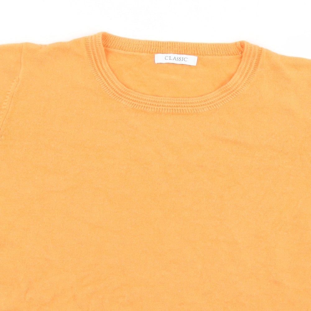 Classic Womens Orange Round Neck  Acrylic Pullover Jumper Size S   - S/M