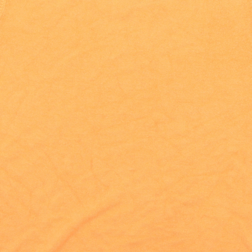Classic Womens Orange Round Neck  Acrylic Pullover Jumper Size S   - S/M