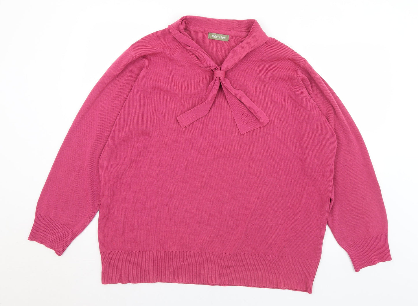 Andre De Brett Womens Pink Collared  Acrylic Pullover Jumper Size 20   - 20/22