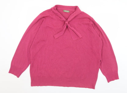 Andre De Brett Womens Pink Collared  Acrylic Pullover Jumper Size 20   - 20/22